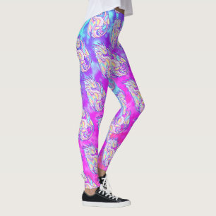 Leggings Pink Scribble mignonne Girone Dragon Wyvern Inugam