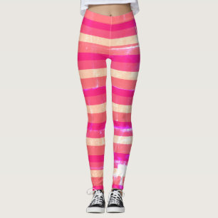 Leggings Pink Stripes Élégantes légendes Vintages