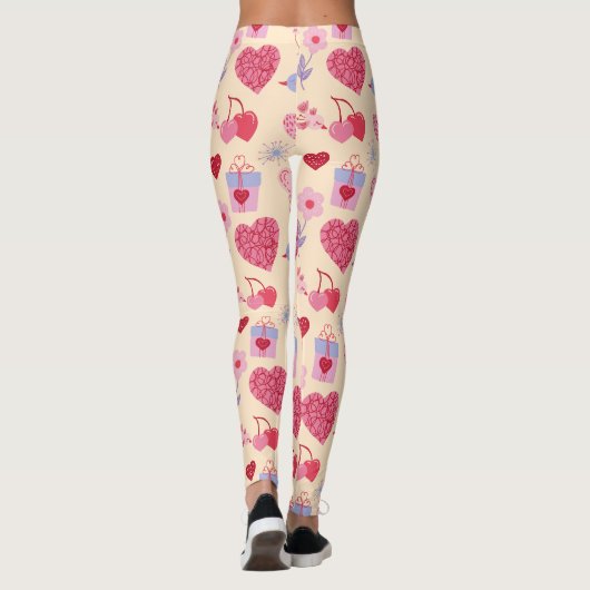 Leggings Pink Valentine's Day Icon Pattern (Dos)