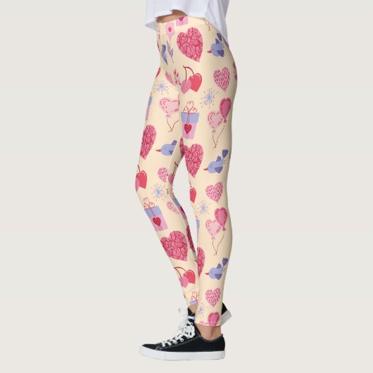 Leggings Pink Valentine's Day Icon Pattern (Gauche)