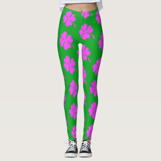 Leggings PinkShamrock Clover St. Patrick's Day (Devant)