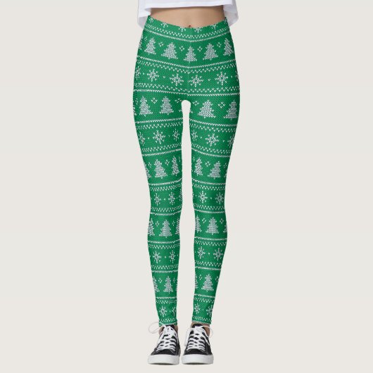 Leggings Pins Festif Noël Sweater Knit Motif (Devant)