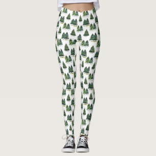 Leggings Pins motif Noël Vert Aquarelle