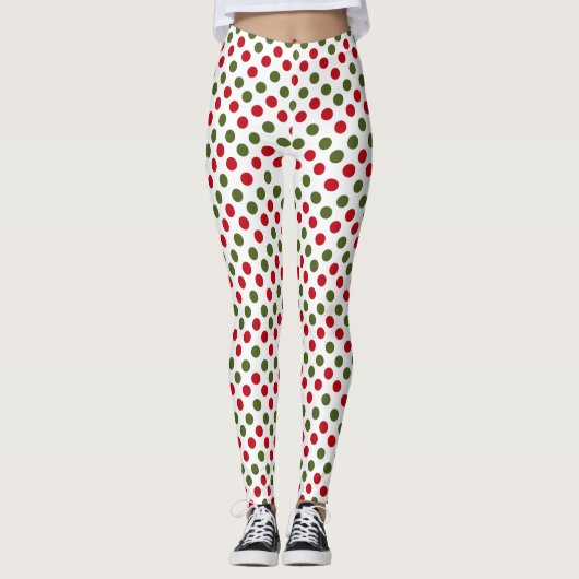 Leggings Piqueté de rouge et de vert (Devant)