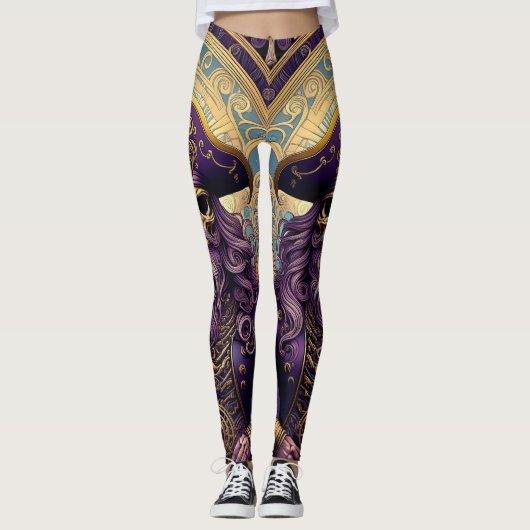 Leggings Pirate de crâne pourpre (Devant)