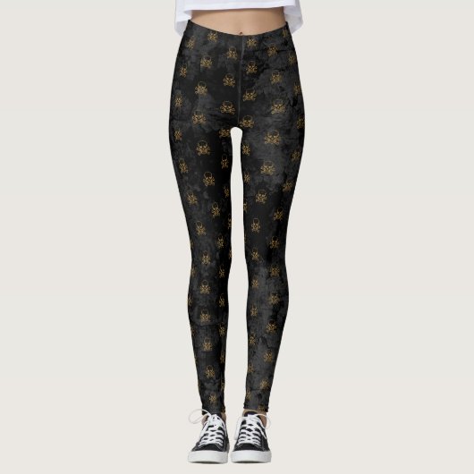 Leggings Pirate d'or noir Motif (Devant)