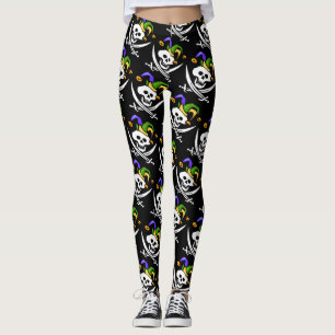 Leggings Pirate, Jolly roger, style Mardi Gras,