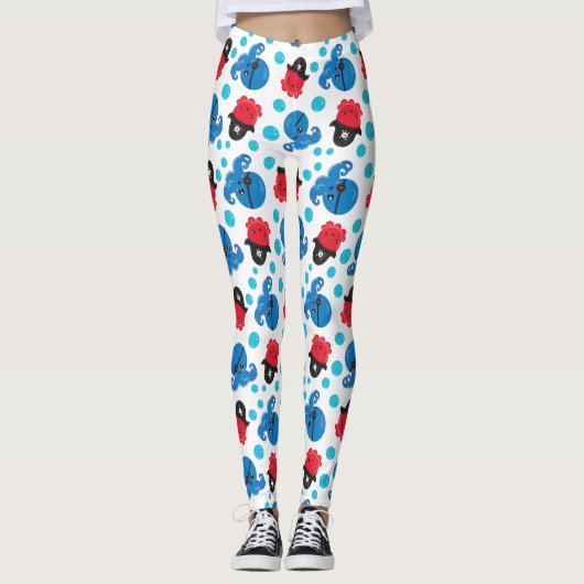 Leggings Pirate Octopus, Motif de pieuvre, Animaux de mer (Devant)