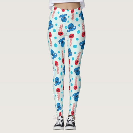Leggings Pirate Octopus, Pirate Jellyfish, Sea Animaux (Devant)