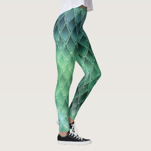 Leggings Pistes de dragon à dégradé vert (Droite)