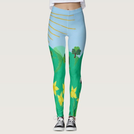 Leggings pittoresque illustration amusante de mouton mignon (Devant)