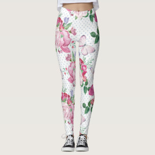 Leggings pivoine aquarelle,papillon aquarelle