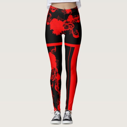 Leggings pivoine rouge (Devant)