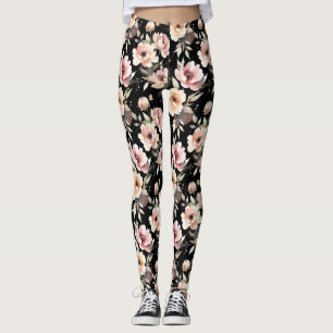 Leggings Pivoines à l'aquarelle avec lavis pastel