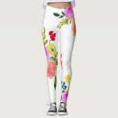 Leggings PixDezines Aquarelle Florale/Ranunculus/Rose (Devant)
