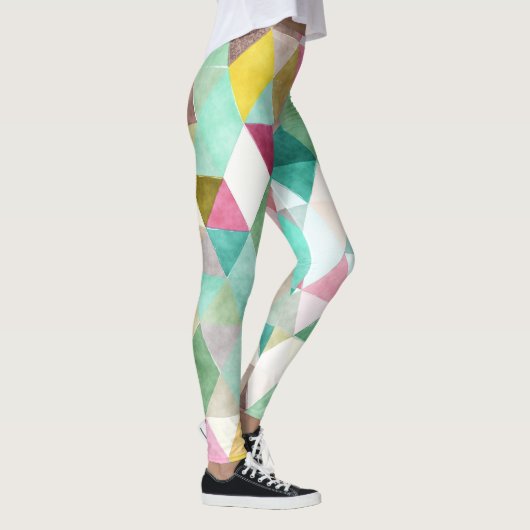 Leggings PixDezines Boho aquarelle géométrique/Jade (Droite)