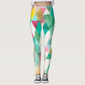 Leggings PixDezines Boho aquarelle géométrique/Jade (Devant)