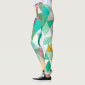 Leggings PixDezines Boho aquarelle géométrique/Jade (Gauche)