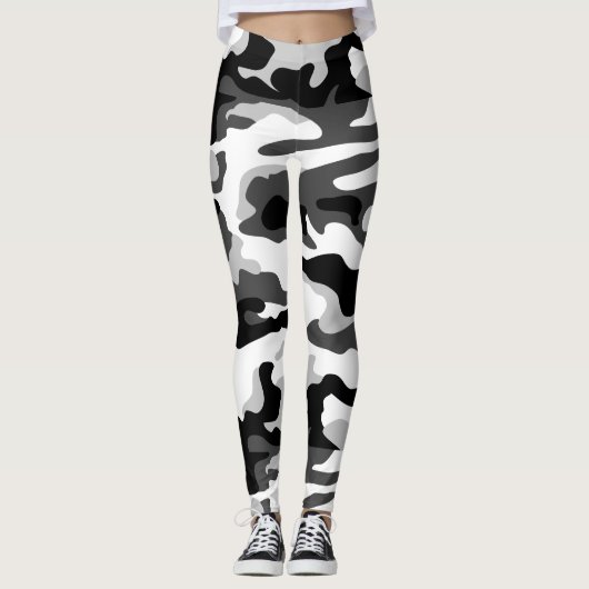 Leggings PixDezines Camo arctique, noir/blanc/gris (Devant)