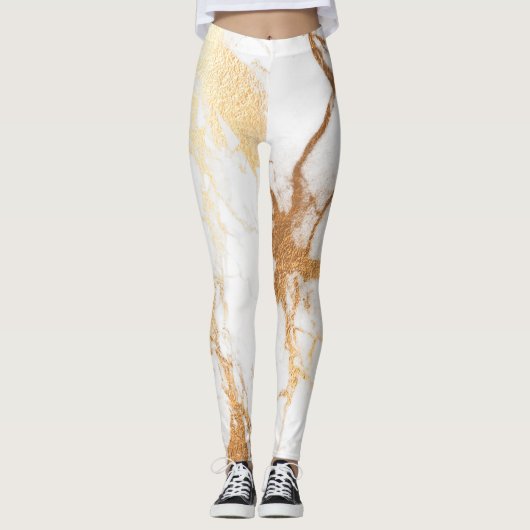 Leggings PixDezines dalles de marbre / Veines d'or Faux (Devant)