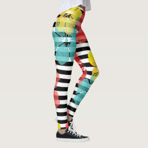 Leggings PixDezines Hibiscus/Jaune/Orange/Aqua/Fond DIY