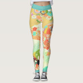 Leggings PixDezines Kimono/Peonies/Fleurs de cerisiers (Devant)