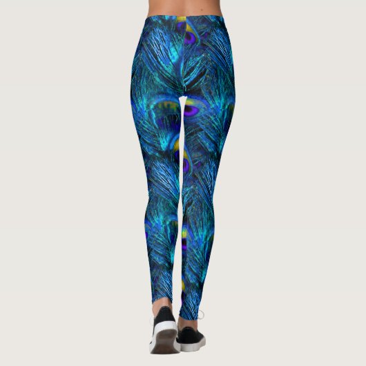 Leggings PixDezines Peacock Feather/Cobalt/Aqua (Dos)