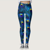 Leggings PixDezines Peacock Feather/Cobalt/Aqua (Devant)