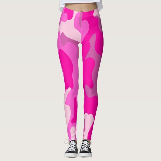 Leggings PixDezines Princess Camo, rose chaud flashy (Devant)