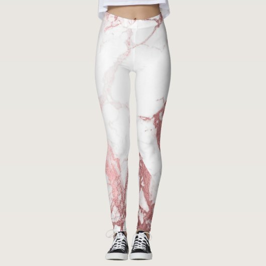 Leggings PixDezines Veines rosées et dorées/dalles de marbr (Devant)