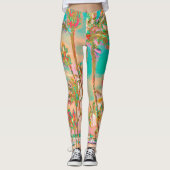 Leggings PixDezines Vintage Hawaiian Beach/Turquoise (Devant)