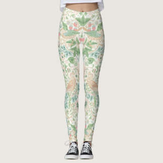 Leggings PixDezines William Morris fraise Thief Mint