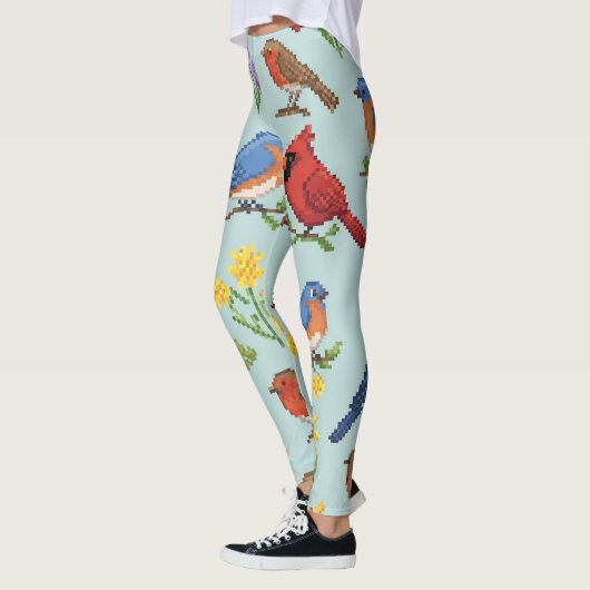 Leggings Pixel Oiseaux et fleurs (Gauche)