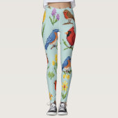Leggings Pixel Oiseaux et fleurs (Devant)