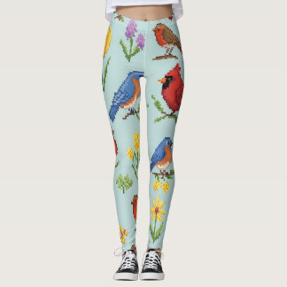 Leggings Pixel Oiseaux et fleurs