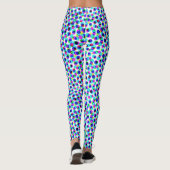 Leggings Pixelate Abstrait Géométrique Bleu Et Blanc Cercle (Dos)