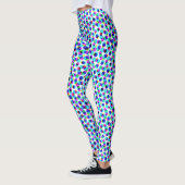 Leggings Pixelate Abstrait Géométrique Bleu Et Blanc Cercle (Gauche)