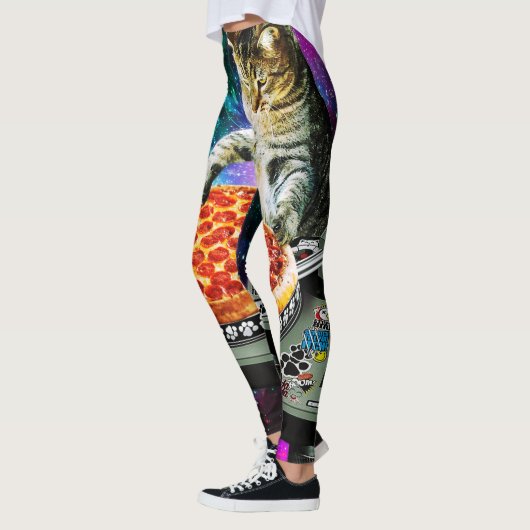 Leggings Pizza de chat du DJ de l'espace (Gauche)