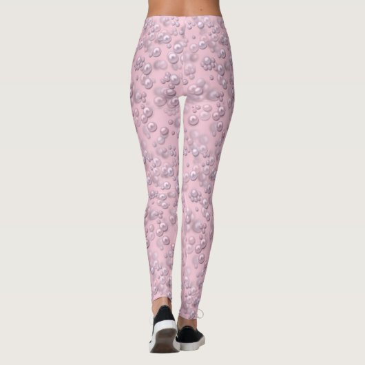 Leggings Placers de perles blanches roses sur velours rose (Dos)