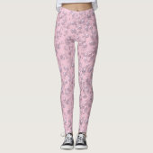 Leggings Placers de perles blanches roses sur velours rose (Devant)