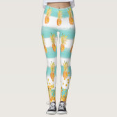 Leggings Plage Ananas Turquoise Tropical (Devant)