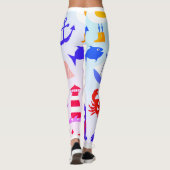 Leggings Plage de mer et animaux de mer motif océanique (Dos)