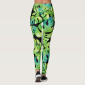 Leggings Plage de Motif de verdure tropicale à feuilles Noi (Dos)