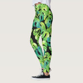 Leggings Plage de Motif de verdure tropicale à feuilles Noi (Gauche)