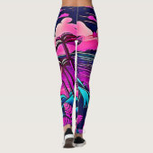 Leggings Plage de néon rose lune (Dos)