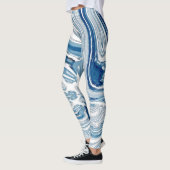 Leggings plage d'été vagues nautiques aquarelle bleu tourbi (Gauche)