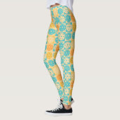 Leggings Plage Turquoise Jaune Inspiré Pickleball (Gauche)