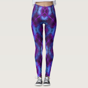 Leggings Plaid à Cravate-teinture dans le violet magenta e