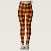 Leggings Plaid À damiers orange et noir (Devant)