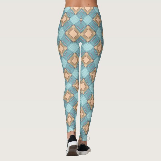 Leggings Plaid beige bleu (Dos)